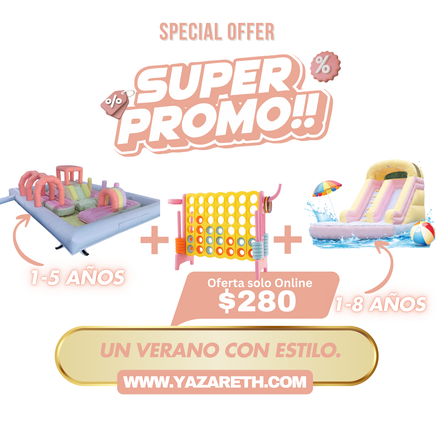 Coral Splash Island+Conect 4+Chorrera pastel splash