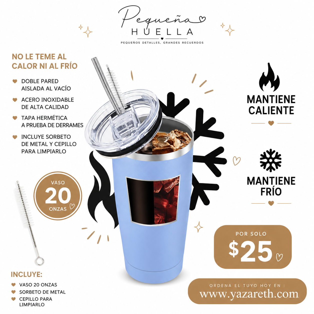 Vaso insulado con stickers 20 oz