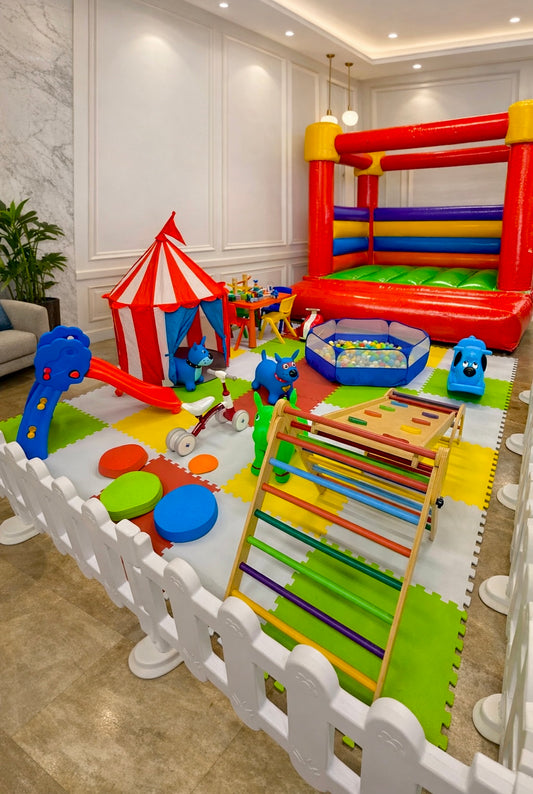 Alegría Playground con inflable grande. En Oferta.